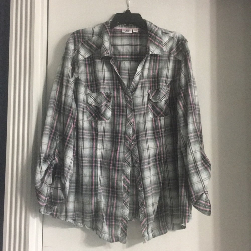 Colorful Plaid Button Down T-Shirt